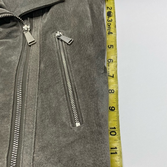 BCBGeneration Women's Gray Suede Jacket Small Pockets Sleeve Zippers - Picture 14 of 16
